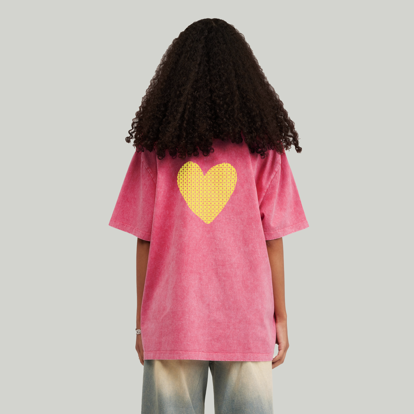 T-shirt Oversized Shiny heart Yellow Kaajoon