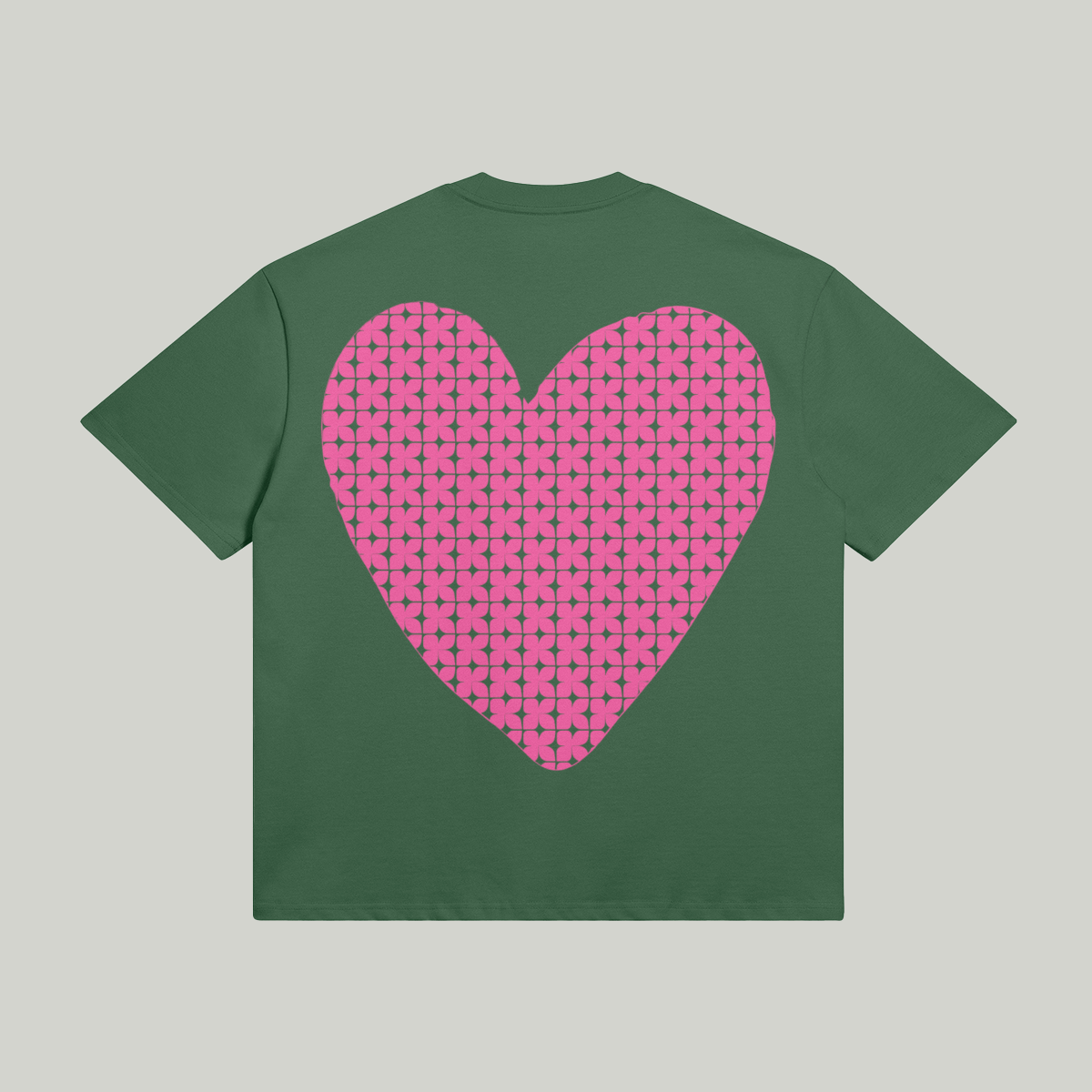 T-shirt "Coeur sur toi" – Oversize – Green & Fushia