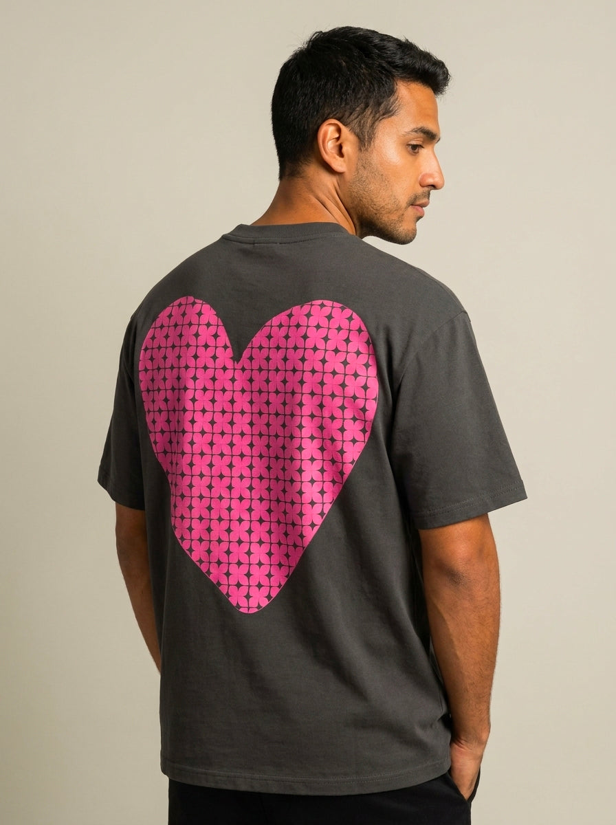 T-shirt Coeur sur toi - oversize fushia