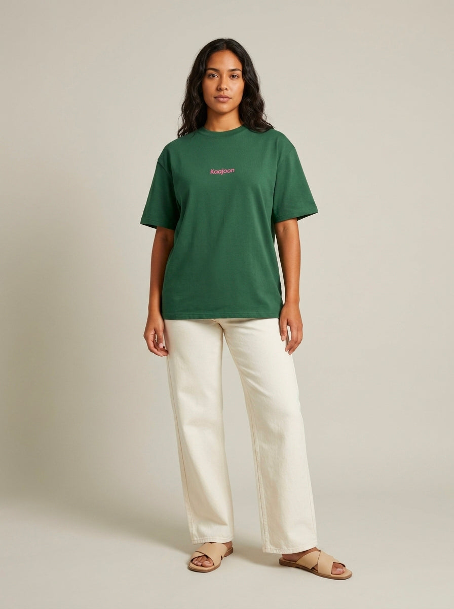 T-shirt "Coeur sur toi" – Oversize – Green & Fushia