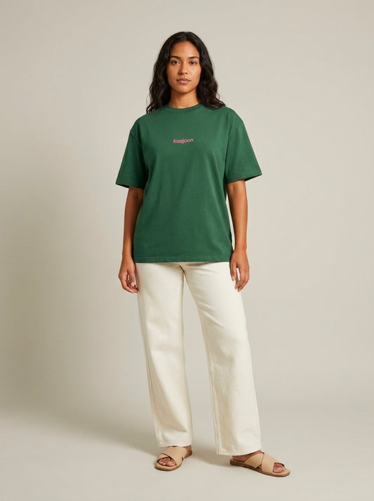 T-shirt "Coeur sur toi" – Oversize – Green & Fushia