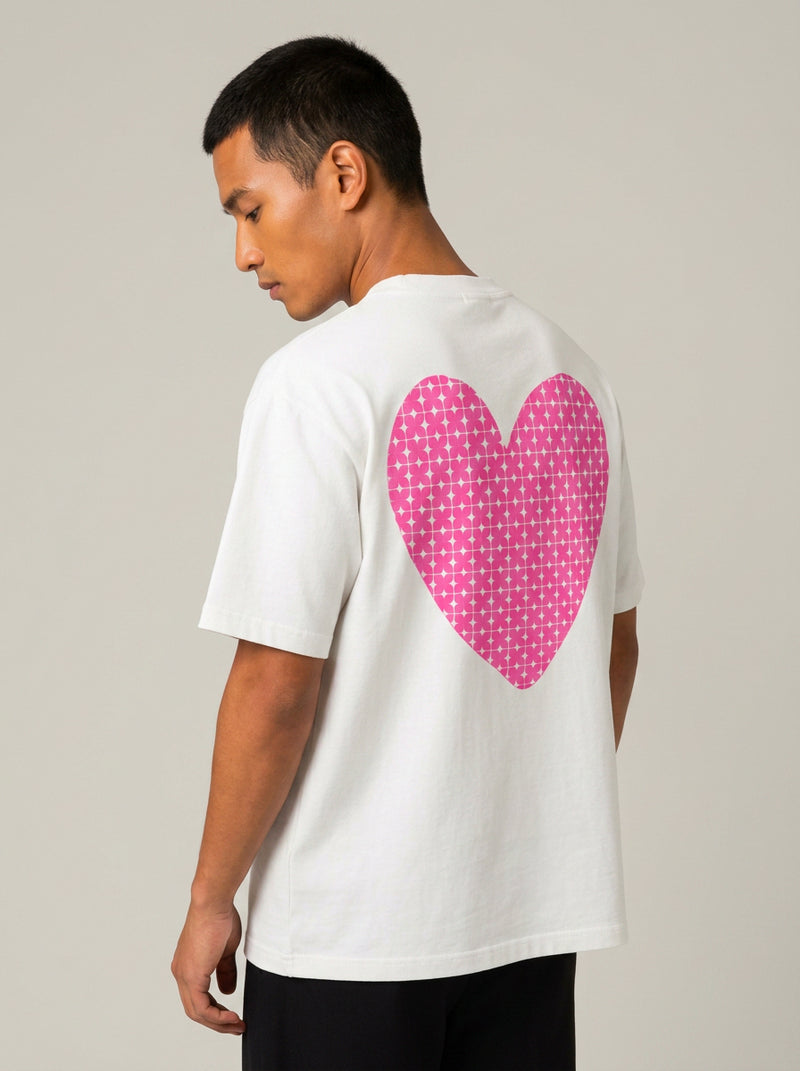 T-shirt Coeur sur toi - oversize fushia